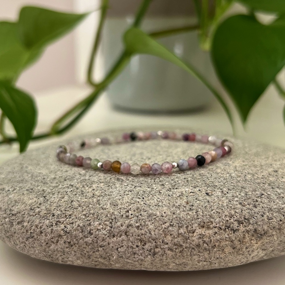Custom Made Tourmaline & Sterling Silver Minimalist Bracelet 💜